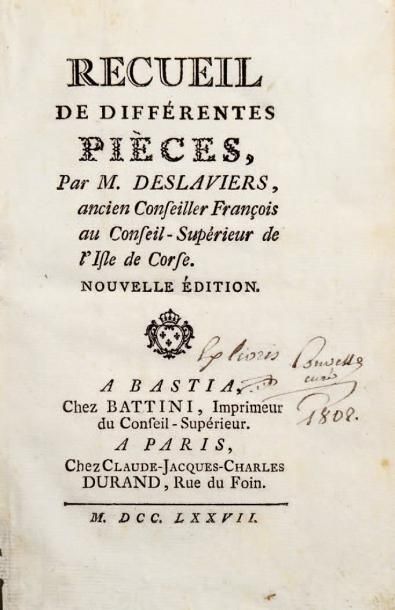 [DESLAVIERS (Xavier Joseph)] Recueil de différentes pièces, par M. Deslaviers, ancien...