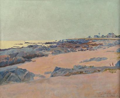 Paul AUBIN (1890-1914) Plage de Port Lin au Croisic, 1909 Huile sur toile. Signée...