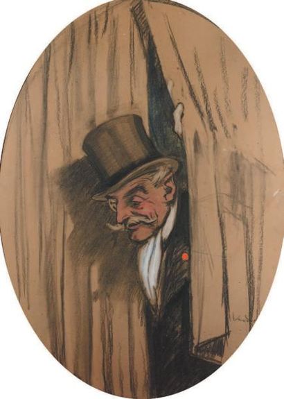 Miklos VADASZ (1884-1927) Au théâtre Pastel gras et gouache sur papier. Signé en...