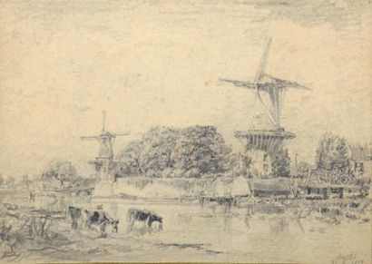 Félix ZIEM (1821-1911) Amstel Dessin à la mine de plomb. 11,5 x 16,2 cm