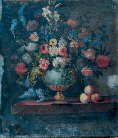 École FRANCAISE du XVIIIe siècle, entourage de Bernard Picart Fleurs dans un vase...