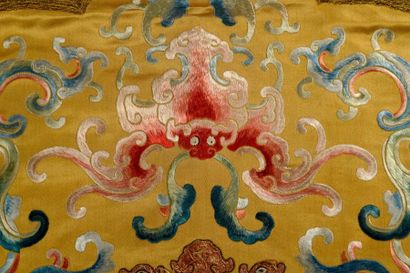 null Quatre housses de coussin impériales en soie brodée Chine, dynastie Qing, fin...