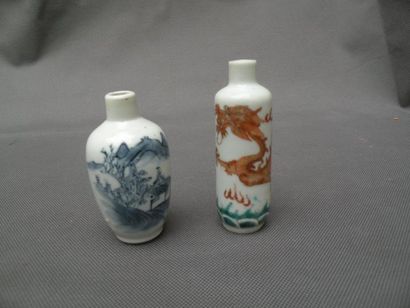 null Deux tabatières en porcelaine Chine, dynastie Qing, fin du XIXe siècle La tabatière...