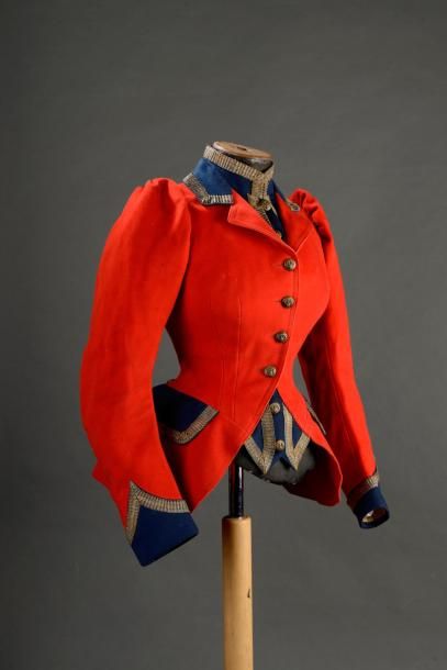 null Veste d'une tenue de chasse, griffée Jeunet Paris, vers 1880. Veste à basques...