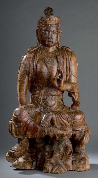 Grande sculpture du Bodhisattva Guanyin en...