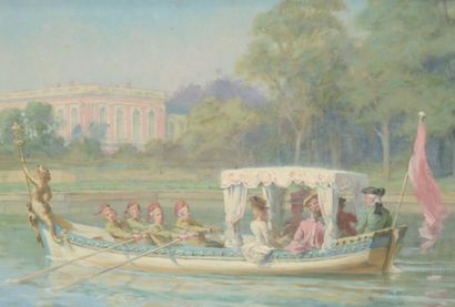 Maurice LELOIR (1853-1940) Promenade en bateau sur le Grand Canal Huile sur toile...
