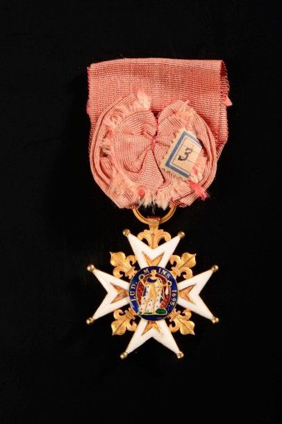 France Ordre royal et militaire de Saint Louis. Croix d'Officier, Restauration. Or,...