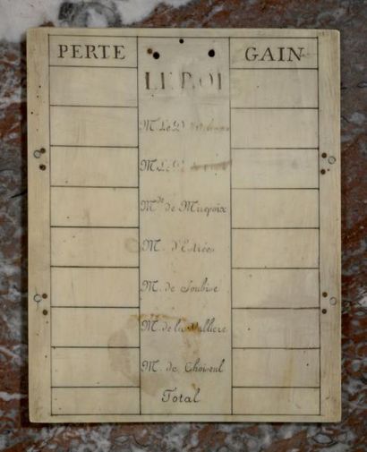Plaque de jeu royal d'époque Louis XV. En...
