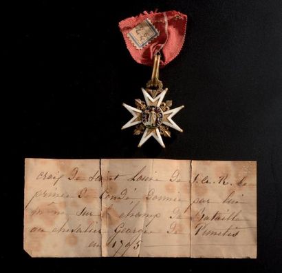 France Ordre royal et militaire de Saint Louis. Croix de Chevalier, Louis XVI, demi...