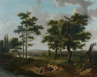 Attribué à Jean-Baptiste de ROY (1759-1839) Le retour du troupeau Toile. (restaurations...