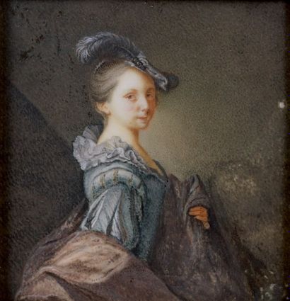 École Française du XVIIIe siècle, suiveur d'Alexis GRIMOU Portrait de femme de trois-quart...