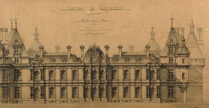 Hippolyte Alexandre DESTAILLEUR (1822-1893) Plan en élévation à l'échelle de la façade...