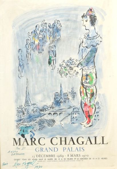 Marc CHAGALL (1937-1985) Affiche de l'exposition de Marc Chagall au Grand Palais... Gazette Drouot
