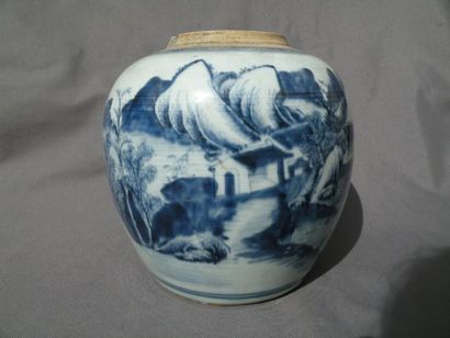 null Pot à gingembre en porcelaine bleu blanc Chine, XIXe siècle De forme ovoïde,...