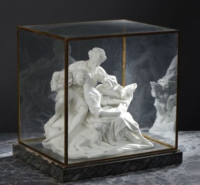 SÈVRES Groupe en biscuit de porcelaine tendre, XVIIIe siècle À deux figures représentant...