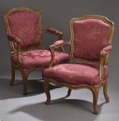 null Paire de fauteuils d'enfant, estampillés Pere Gourdin, époque Louis XV À dossier...