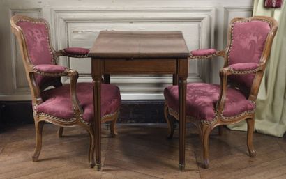 null Table d'enfant de salle à manger, estampillée E. Avril, d'époque Louis XVI En...
