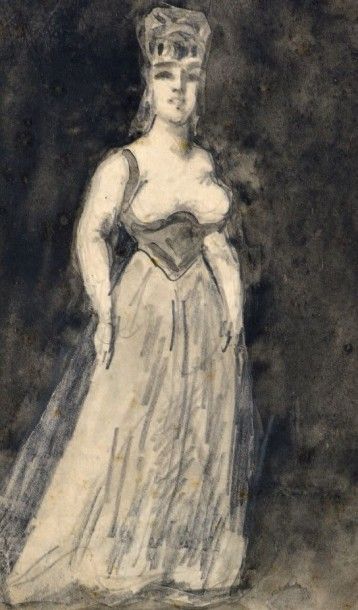 CONSTANTIN GUYS (1802-1892) 
La cantatrice
Lavis.
20,5 x 12, 5 cm
Provenance: Hôtel...