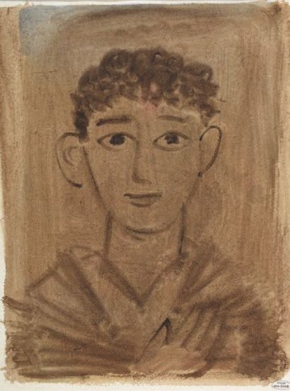 André DERAIN (1880-1954) 
Tète de jeune homme
Encre et lavis d'encre sur papier.
Cachet...