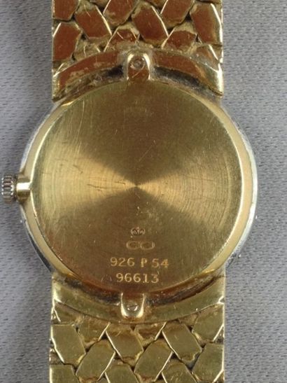 null Montre-bracelet de dame en or jaune (750) à boîtier rond, cadran satiné, tour...