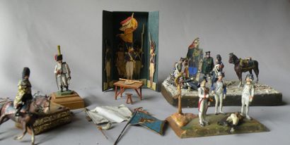 W - Divers 
Lot: Dioramas La Fédération de 1790, Campagne de Russie, Cheval, Cavalier,...