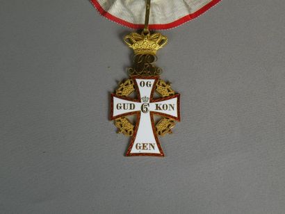 DANEMARK 
Ordre du Danebrog. Croix de Commandeur. Or, émail, cravate. B