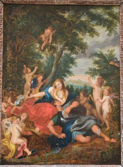 ÉCOLE FLAMANDE du XVIIe siècle, suiveur de Van Dyck Panneau de chêne, deux planches,...