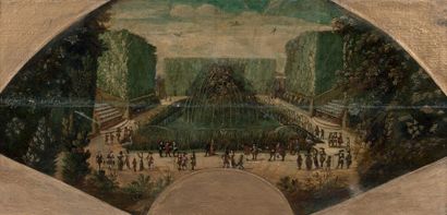 École française, vers 1700 Vue du bosquet du marais ou du chêne vert à Versailles.
Huile...