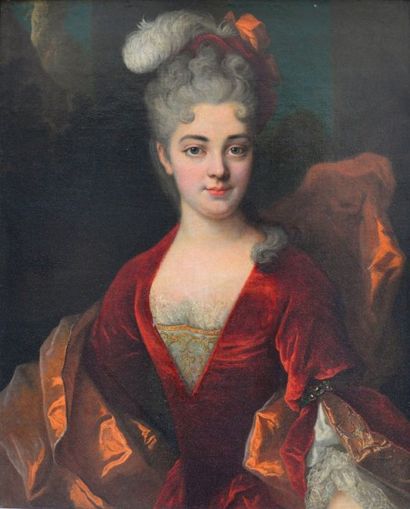 ATTRIBUE A NICOLAS DE LARGILLIERE (1656-1746) Portrait de jeune femme en buste
Toile....