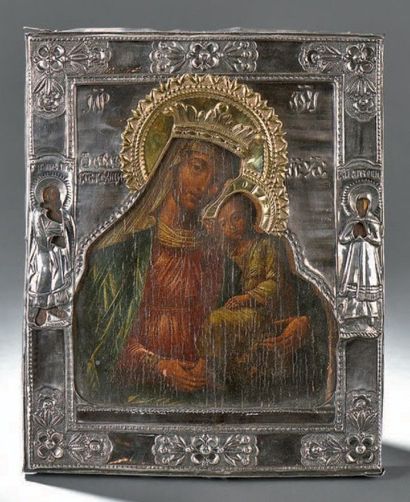 null Vierge à l'Enfant
Avec sur les bordures les saints Jean-Baptiste et Agrippine.
Russie,...