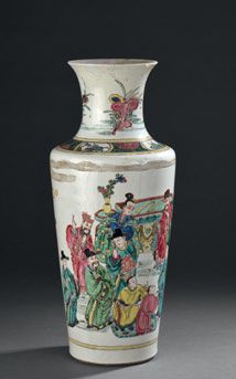 Vase en porcelaine de la famille Rose, Chine,...