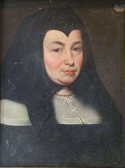 Ecole italienne du XVIIe siècle 

Portrait de nonne

Huile sur toile. (accidents,...