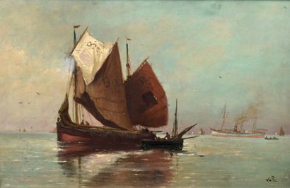 Ludovic Le Pic (1839-1889) 
Marine
Huile sur toile signée en bas à droite.
30 x 46...