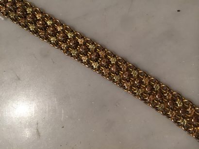 null Bracelet ruban souple en or de deux couleurs 18K (750) à maille ovale à décor...