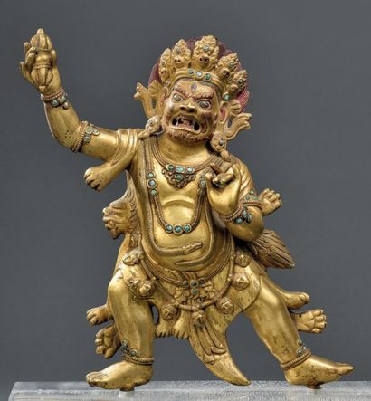 Statuette de Vajrapani en bronze doré
Sino-tibétain,...