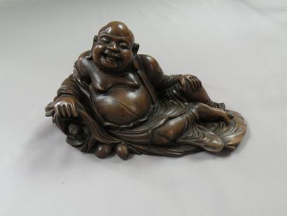 Statuette de Budai en bois sculpté, Chine,...