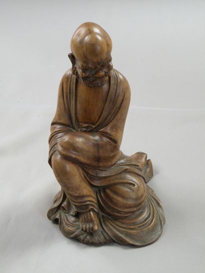 Statuette de Lohan en bois sculpté, Chine,...