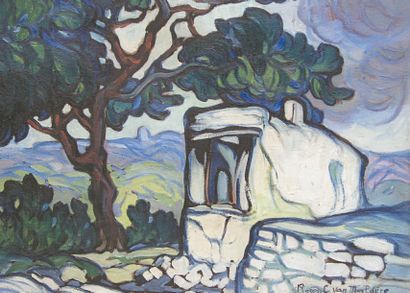 Raoul van MELDERE (1875 - 1947) Maison de montagne Huile sur toile. Signée en bas...