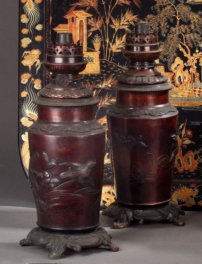 Paire de lampes, Indochine, fin XIXe siècle

En...