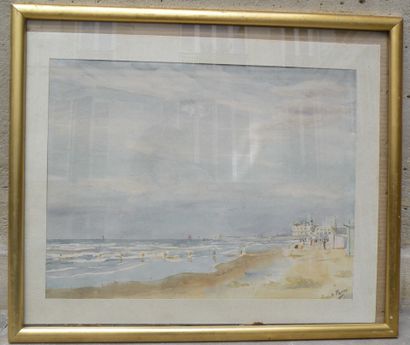 Gustave PAVEC (XXe siècle)
Plage à Ostende
Aquarelle.
Signée...