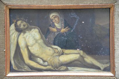 null Ecole du Nord vers 1600
Déploration sur le Christ mort 
Cuivre.
14 x 21,5 cm
Petits...
