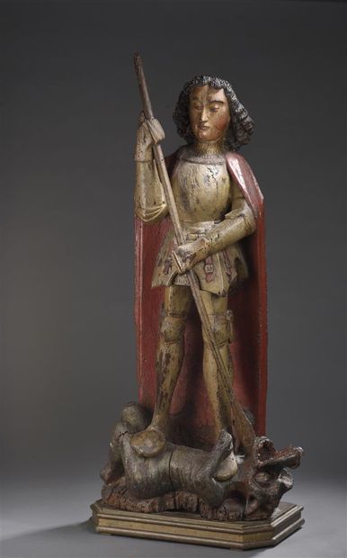 null Saint Georges, début du XVIe siècle
En chêne sculpté et polychromé. Debout sur...