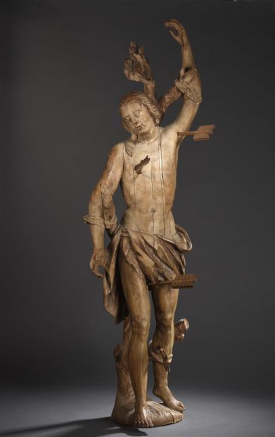 null Saint Sébastien, Allemagne du Sud, XVIe siècle
En tilleul sculpté en ronde-bosse....