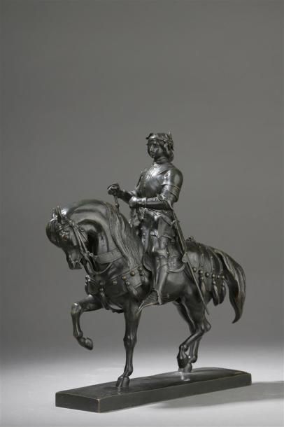 null Antoine Louis Barye (1795-1875)
Charles VII victorieux
Bronze à patine brune,...