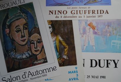 null Lot de quatre affiches d'expositions sur le cirque : Rouault, Dufy, Giuffri...