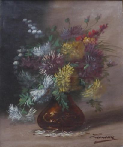 null Ecole française du XXe siècle
Fleurs
Huile sur toile
78 x 68 cm
