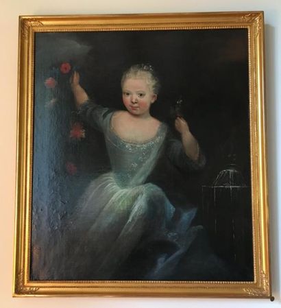 null Ecole française du XIXe siècle 
Jeune fille à la cage 
Huile sur toile 