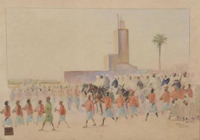 null Maurice ROMBERG (1862-1943)
Fantasia et Défilé de militaires
Paire d'aquarelles,...