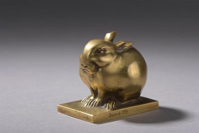 null SANDOZ Édouard-Marcel (1881-1971) 
" Lapin bijou ". Épreuve en bronze, fonte...