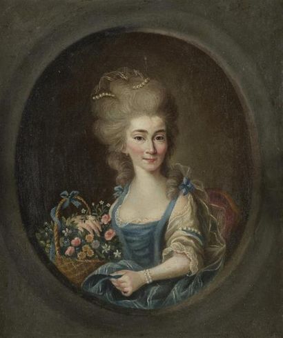 null J. Valette Pen ot (1710-c. 1777)
Portrait de femme
Huile sur papier, signé au...
